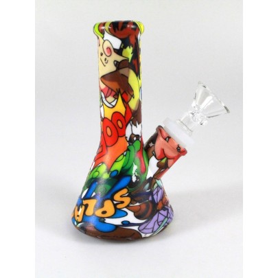 5'' Silicone Printed Art Color Water pipe With 14 MM Male Bowl 