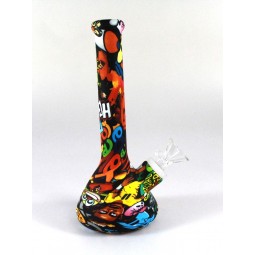 7.5'' Silicone Printed Art Color Beaker Water Pipe With 14 MM Male Bowl 