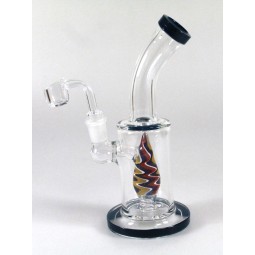 7'' Flat Bottom Tube Color Water Pipe With  4 MM Quartz  Banger 
