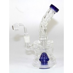 7'' Flat Bottom Twisted Design Water Pipe With  4 MM Quartz  Banger 