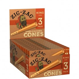 Zag Zag Unbleached Cones King Size 3 Pack / 24 Ct Box
